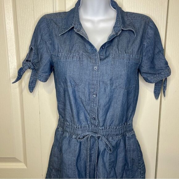 Express Denim Lightweight Short Sleeve Shorts Romper Pockets Blue Size XS - Picture 3 of 13